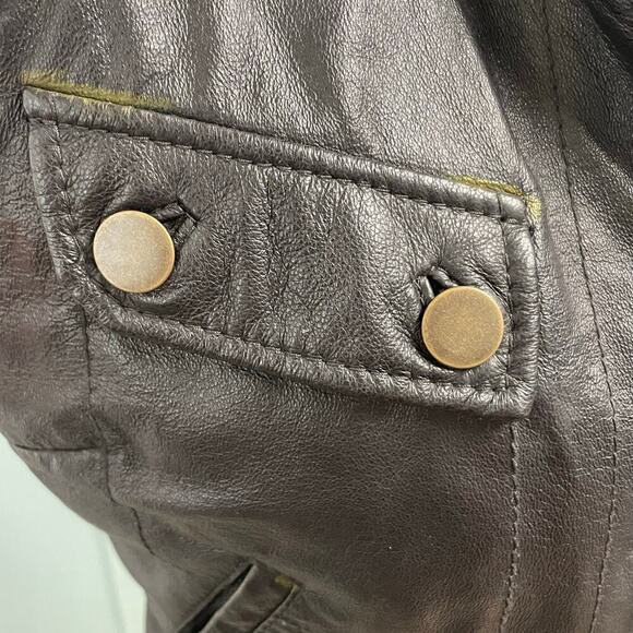 June Black Leather Moto Vest Size XS Womens Full Zip Ribbed - Picture 3 of 10